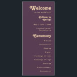 Modern Retro | Dark Purple Cream Wedding Program Programme<br><div class="desc">This modern retro | dark purple wedding program is perfect for your simple vintage, colourful tropical boho summer wedding. Its unique bohemian mid-century font gives this design a classic minimalist groovy hippie vibe. If you're looking for a design that features bright, bold colours for your creative 70's beach wedding, then...</div>