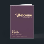 Modern Retro | Dark Purple Folded Wedding Program Programme<br><div class="desc">This modern retro | dark purple folded wedding program is perfect for your simple vintage, colourful tropical boho summer wedding. Its unique bohemian mid-century font gives this design a classic minimalist groovy hippie vibe. If you're looking for a design that features bright, bold colours for your creative 70's beach wedding,...</div>