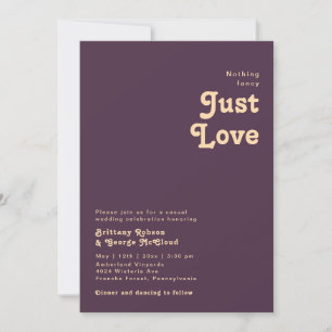 Modern Retro   Dark Purple Nothing Fancy Wedding Invitation