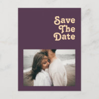 Modern Retro | Dark Purple Photo Save The Date