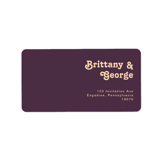 Modern Retro | Dark Purple RSVP Return Address Label (Front)