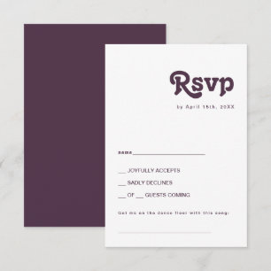 Modern Retro   Dark Purple Song Request RSVP Card