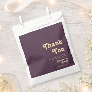 Modern Retro Dark Purple Thank You Favour Bag