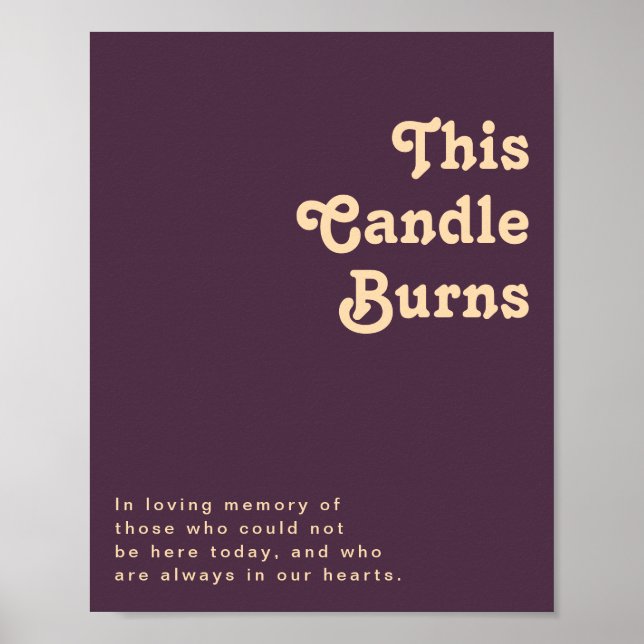 Modern Retro | Dark Purple This Candle Burns Poster (Front)