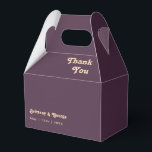 Modern Retro | Dark Purple Wedding Favour Box<br><div class="desc">This modern retro | dark purple wedding favour box is perfect for your simple vintage, colourful tropical boho summer wedding. Its unique bohemian mid-century font gives this design a classic minimalist groovy hippie vibe. If you're looking for a design that features bright, bold colours for your creative 70's beach wedding,...</div>