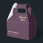 Modern Retro | Dark Purple Wedding Favour Box<br><div class="desc">This modern retro | dark purple wedding favour box is perfect for your simple vintage, colourful tropical boho summer wedding. Its unique bohemian mid-century font gives this design a classic minimalist groovy hippie vibe. If you're looking for a design that features bright, bold colours for your creative 70's beach wedding,...</div>