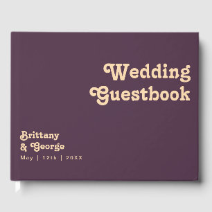 Modern Retro Dark Purple Wedding Guestbook
