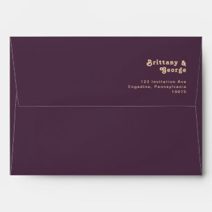 Modern Retro   Dark Purple Wedding Invitation Envelope