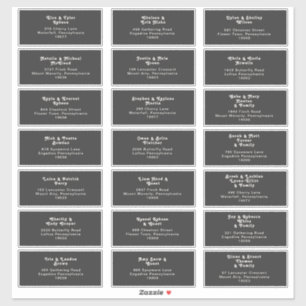 Modern Retro Dark Wedding Guest Address Labels