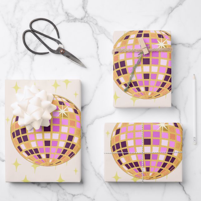Modern Retro Disco Ball  Wrapping Paper Sheet (Front)