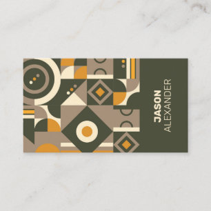 Modern Retro Earth Tone Geometric Business Card