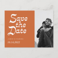 Modern Retro Fall Wedding Save the Date Announceme
