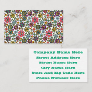 Modern Retro Floral Drawing Seamless Pattern Art Business Card