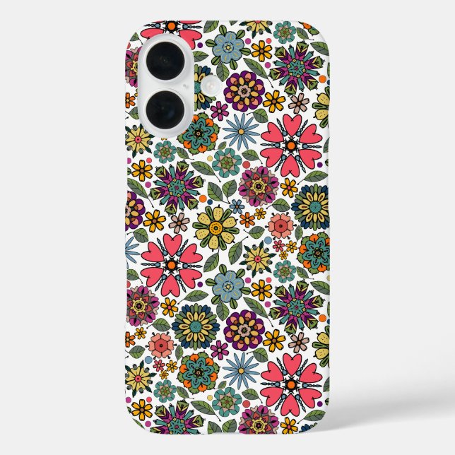 Modern Retro Floral Drawing Seamless Pattern Art Case-Mate iPhone Case (Back)