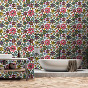Modern Retro Floral Drawing Seamless Pattern Art Wallpaper