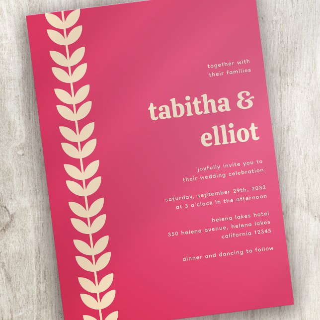 Modern Retro Floral Pink Cream Wedding Invitation (Creator Uploaded)