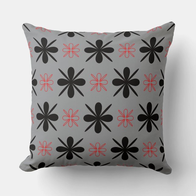 Modern Retro Floral Throw Pillow (Front)