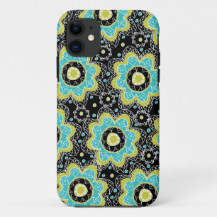 Modern Retro Flower Teal & LIme Case-Mate iPhone Case