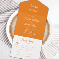 Modern Retro Font Bright Orange Minimalist Wedding