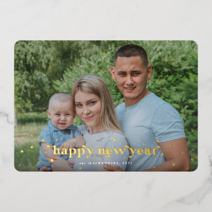 Modern Retro Font+Stars Happy New Year Photo