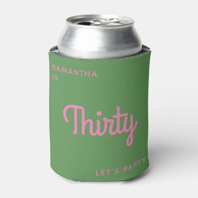 Modern Retro Fun Bright Personalized 30 birthday Can Cooler (Can Front)
