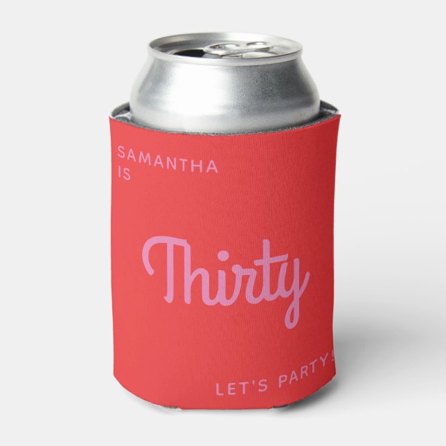 Modern Retro Fun Bright Personalized 30 birthday Can Cooler (Can Front)