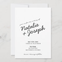Modern Retro Fun Whimsical Script Wedding Invitati