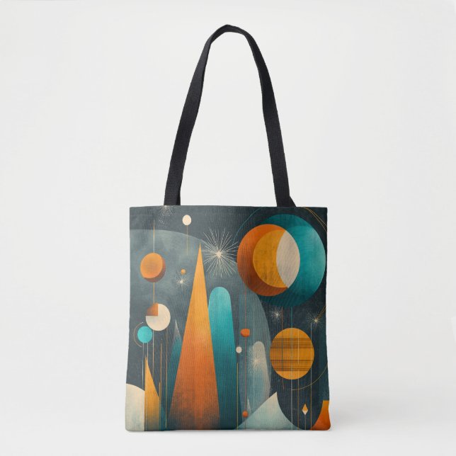✨Modern Retro Futuristic Space Abstract Art ✨ Tote Bag (Front)