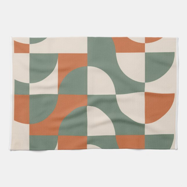 Modern Retro Geometric Kitchen Towel (Horizontal)