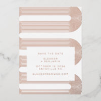 Modern Retro Geometric Luxe Rose Gold Save Date