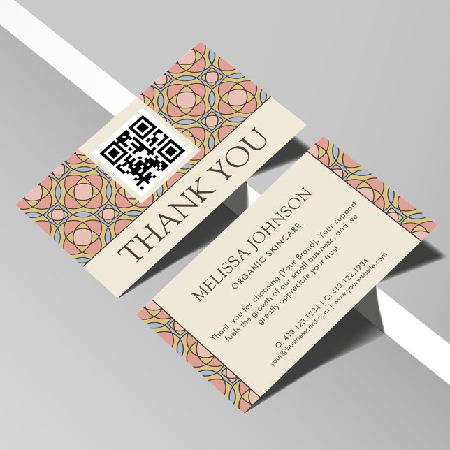 Modern Retro Geometric Skincare Thank You Card (Creator Uploaded)