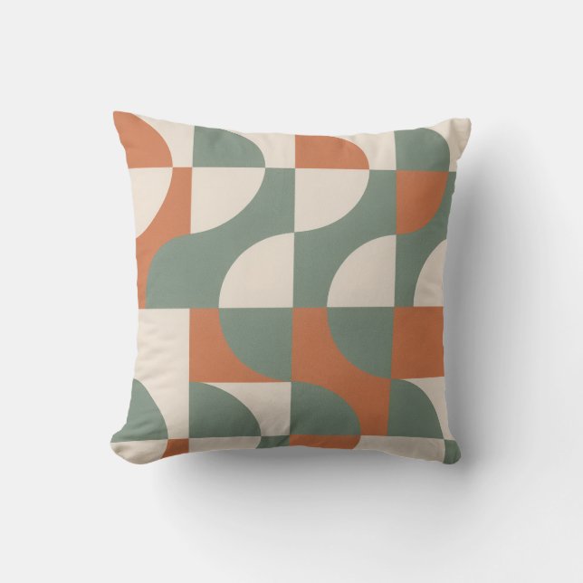 Modern Retro Geometric Throw Pillow (Front)