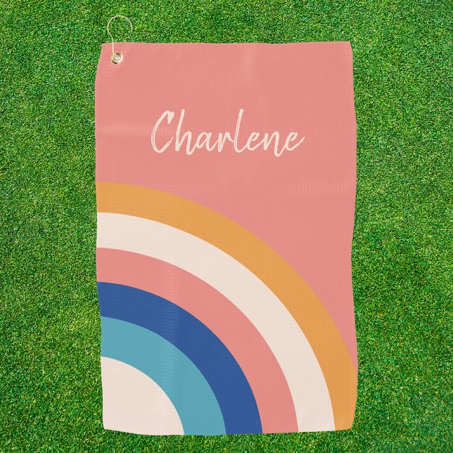 Modern Retro Girly Pro Golfer Golf Towel (Creator Uploaded)