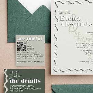 Modern Retro Green Sage RSVP QR Code Card
