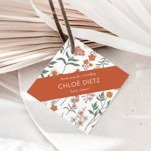 Modern Retro Groovy Baby Shower Thank You Favour Tags