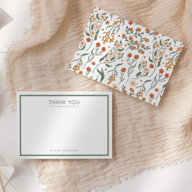 Modern Retro Groovy Floral Baby Shower Thank You Card (Creator Uploaded)