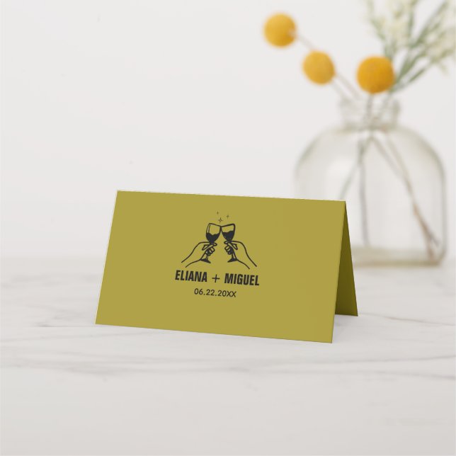 modern retro hand draw wedding place card (Back)