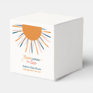 Modern Retro Here Comes The Son Baby Shower Favour Box