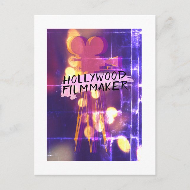 Modern Retro Hollywood Filmmaker in Pink Postcard (Front)