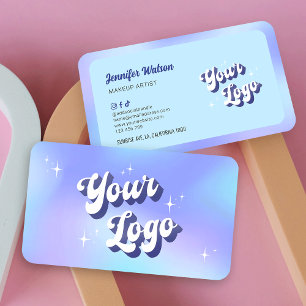 Modern Retro Holographic Nails Lashes Beauty Logo Business Card