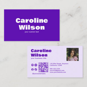 Modern Retro Indigo Professional Photo QR Code Business Card