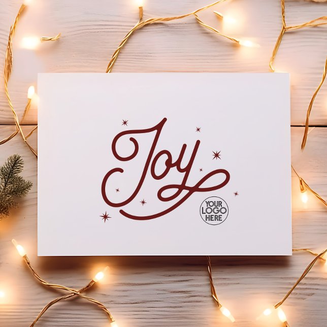 Modern Retro Joy Christmas Business Corporate Logo Holiday Card (Creator Uploaded)