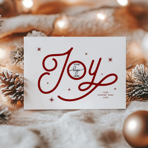 Modern Retro Joy Christmas Your Business Logo Holiday Card