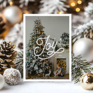 Modern Retro Joy Stars Family Photo Bold Script Holiday Card