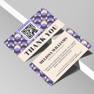 Modern Retro Lavender Geometric Thank You Card