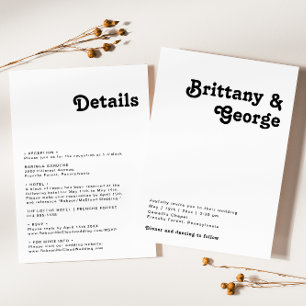 Modern Retro Lettering All In One Wedding Invitation