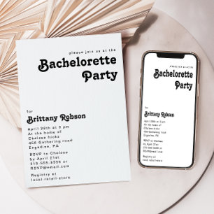 Modern Retro Lettering Bachelorette Party Invitation