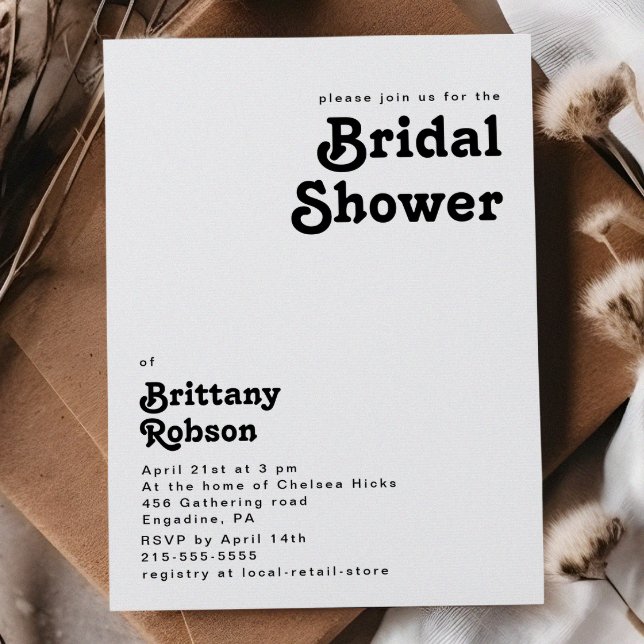 Modern Retro Lettering Bridal Shower Invitation (Creator Uploaded)
