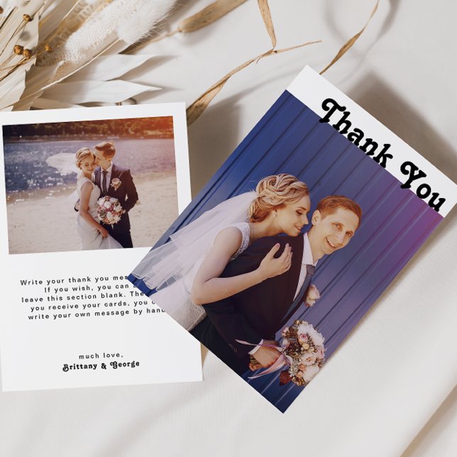 Modern Retro Lettering Flat Photo Thank You Card (Creator Uploaded)