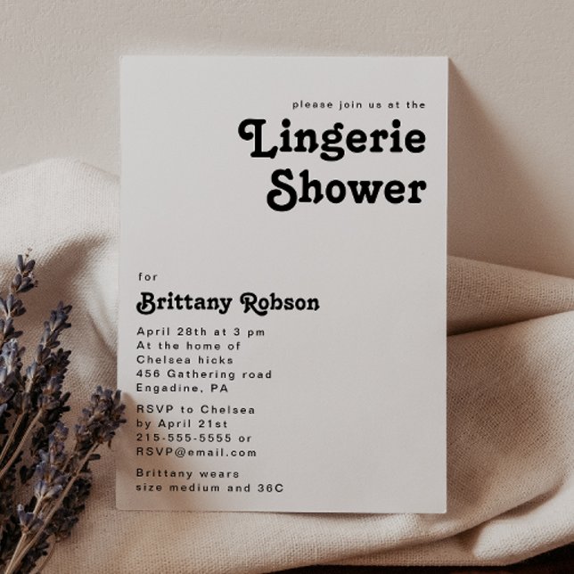 Modern Retro Lettering Lingerie Shower Invitation (Creator Uploaded)